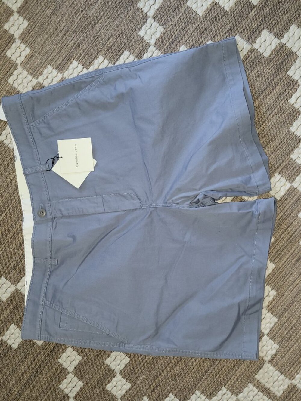 NWT Calvin Klein Gray Chino Men's Shorts Flat Front Button Closure Pockets Sz 40